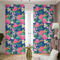 Watercolor Chrysanthemum Pattern Print Dimout Pencil Pleat Curtains