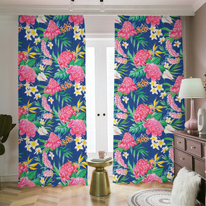 Watercolor Chrysanthemum Pattern Print Blackout Pencil Pleat Curtains