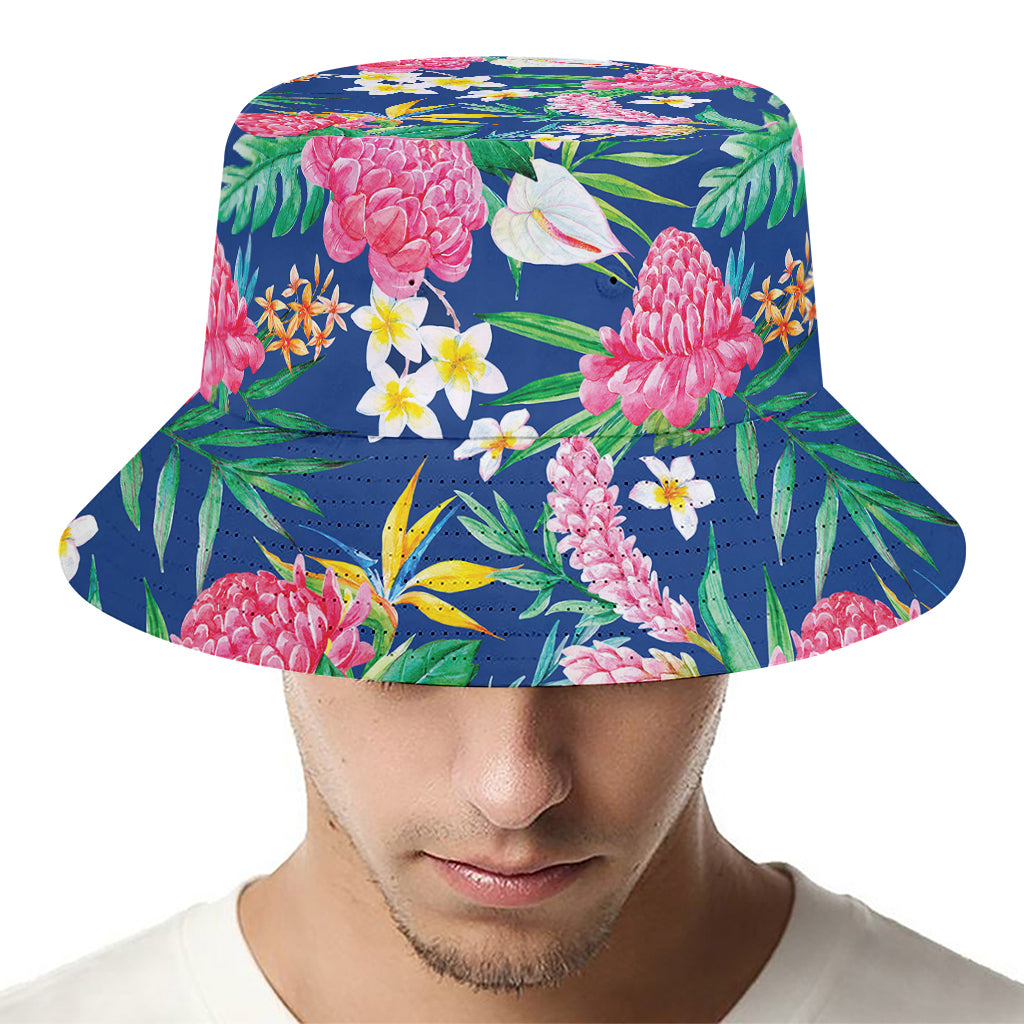 Watercolor Chrysanthemum Pattern Print Bucket Hat