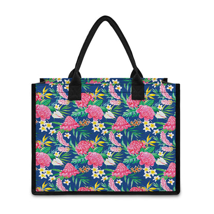 Watercolor Chrysanthemum Pattern Print Canvas Tote Bag