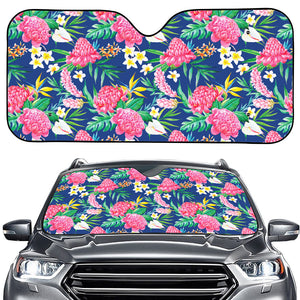 Watercolor Chrysanthemum Pattern Print Car Windshield Sun Shade