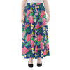 Watercolor Chrysanthemum Pattern Print Chiffon Maxi Skirt