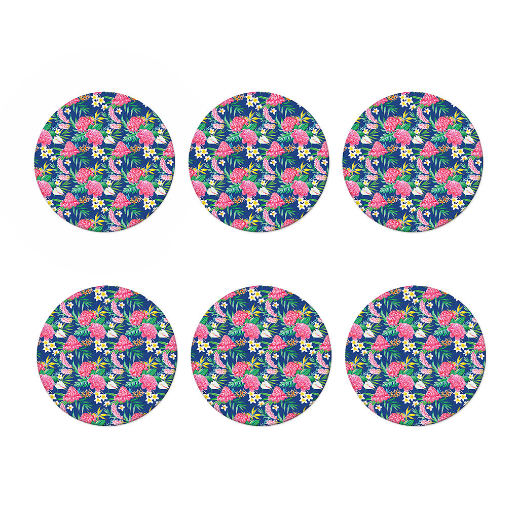 Watercolor Chrysanthemum Pattern Print Coaster Set