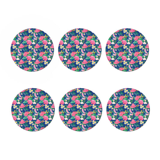 Watercolor Chrysanthemum Pattern Print Coaster Set