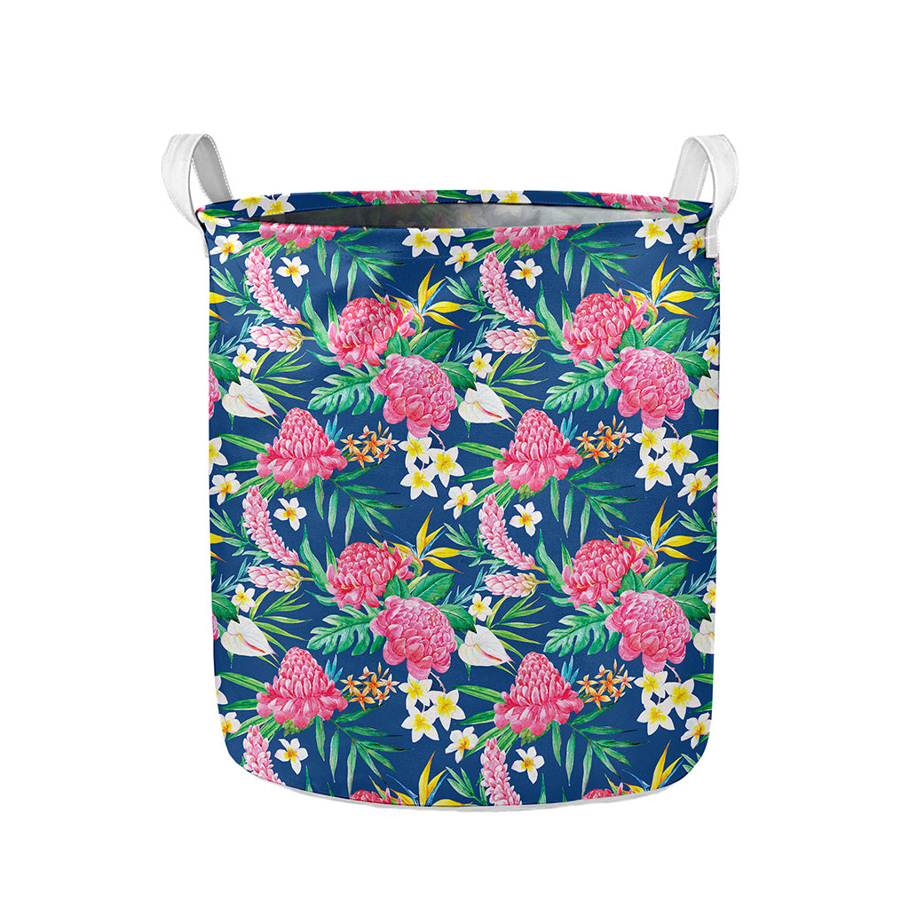Watercolor Chrysanthemum Pattern Print Collapsible Laundry Basket