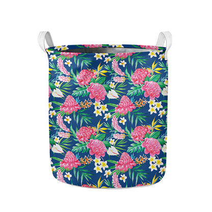 Watercolor Chrysanthemum Pattern Print Collapsible Laundry Basket
