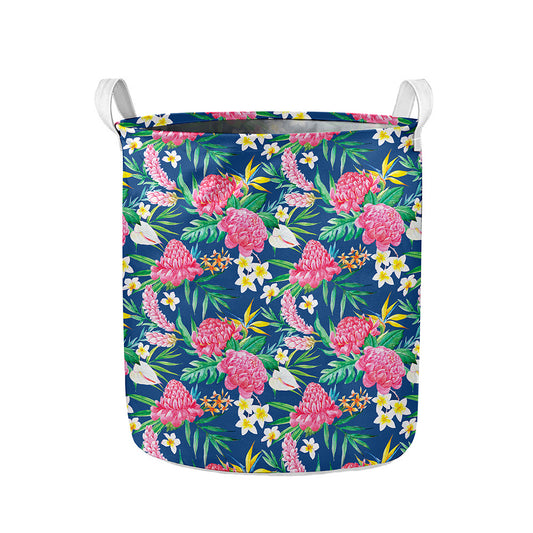 Watercolor Chrysanthemum Pattern Print Collapsible Laundry Basket