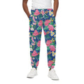 Watercolor Chrysanthemum Pattern Print Cotton Sweatpants