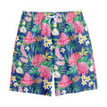 Watercolor Chrysanthemum Pattern Print Cotton Shorts