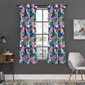 Watercolor Chrysanthemum Pattern Print Grommet Curtain Panels