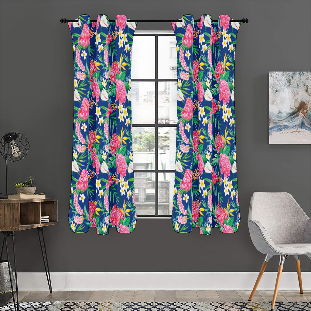 Watercolor Chrysanthemum Pattern Print Curtain