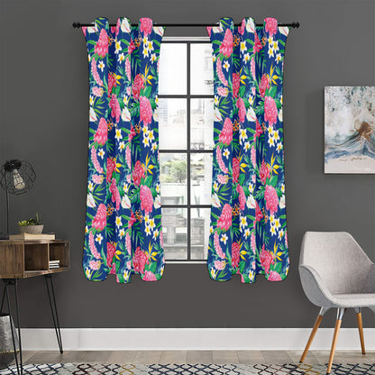 Watercolor Chrysanthemum Pattern Print Curtain