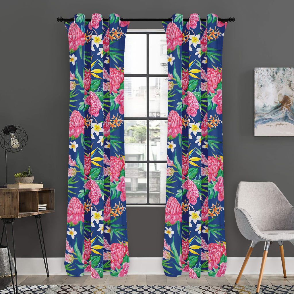 Watercolor Chrysanthemum Pattern Print Curtain