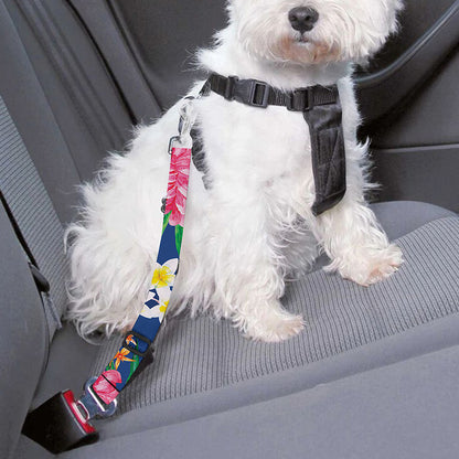 Watercolor Chrysanthemum Pattern Print Dog Seat Belt
