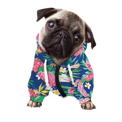 Watercolor Chrysanthemum Pattern Print Dog Zip Up Hoodie