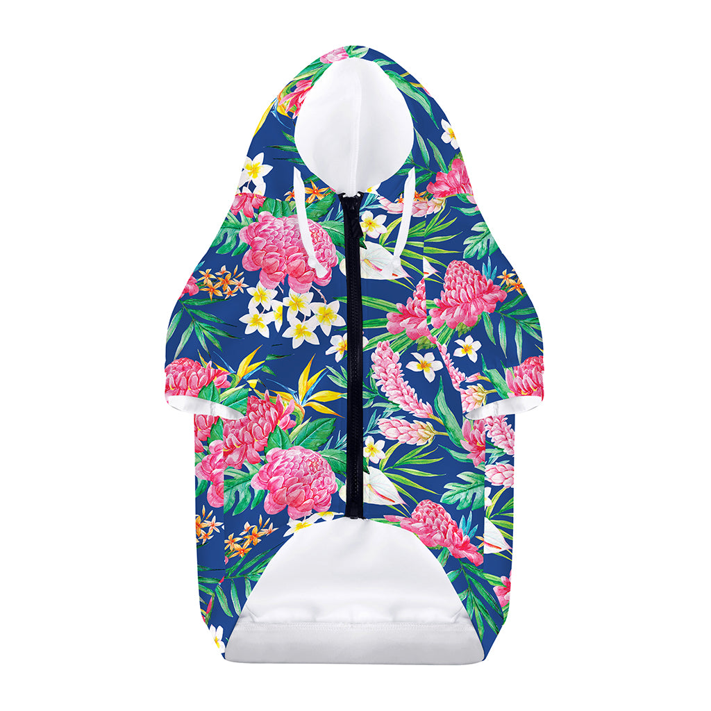 Watercolor Chrysanthemum Pattern Print Dog Zip Up Hoodie