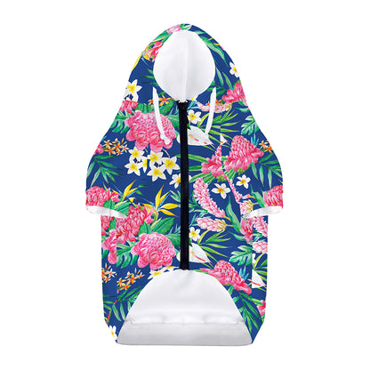 Watercolor Chrysanthemum Pattern Print Dog Zip Up Hoodie