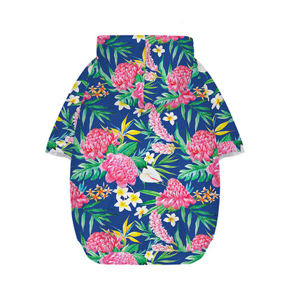 Watercolor Chrysanthemum Pattern Print Dog Zip Up Hoodie