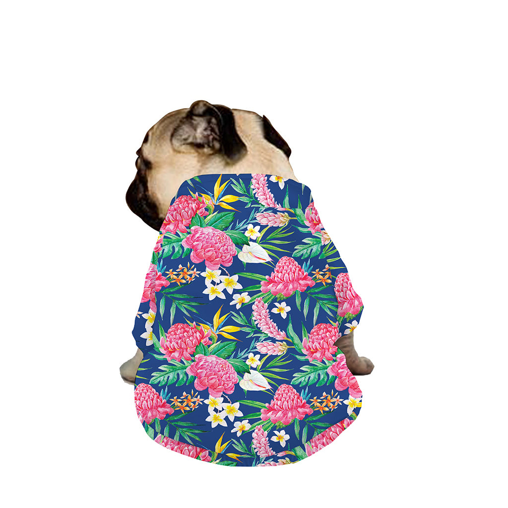 Watercolor Chrysanthemum Pattern Print Dog Zip Up Jacket