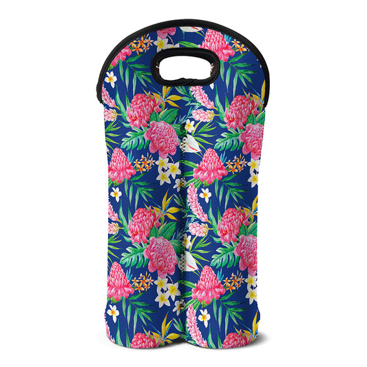 Watercolor Chrysanthemum Pattern Print Double Neoprene Wine Tote