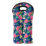 Watercolor Chrysanthemum Pattern Print Double Neoprene Wine Tote