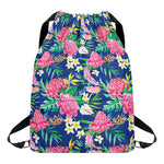 Watercolor Chrysanthemum Pattern Print Drawstring Backpack