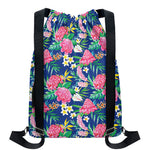 Watercolor Chrysanthemum Pattern Print Drawstring Backpack