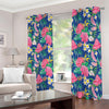 Watercolor Chrysanthemum Pattern Print Extra Wide Grommet Curtains