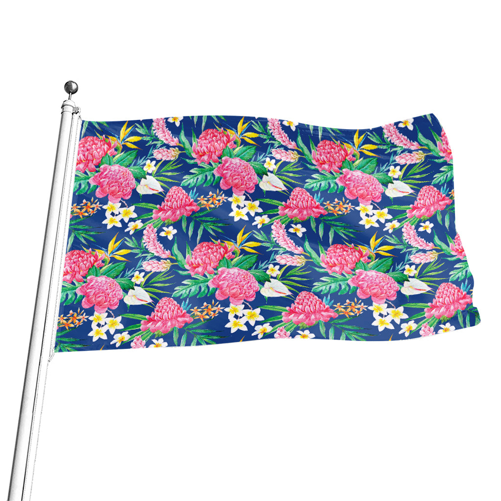Watercolor Chrysanthemum Pattern Print Flag