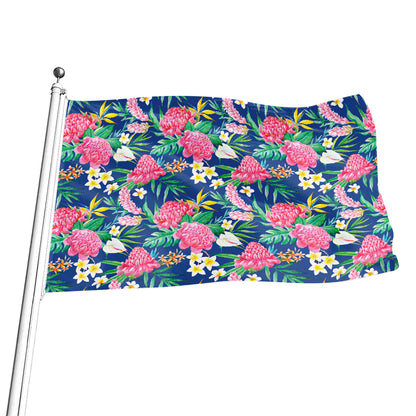 Watercolor Chrysanthemum Pattern Print Flag