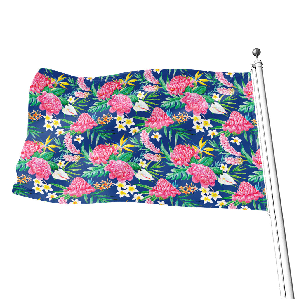 Watercolor Chrysanthemum Pattern Print Flag