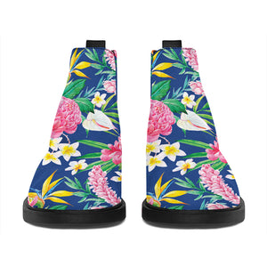 Watercolor Chrysanthemum Pattern Print Flat Ankle Boots