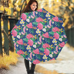 Watercolor Chrysanthemum Pattern Print Foldable Umbrella
