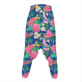 Watercolor Chrysanthemum Pattern Print Hammer Pants