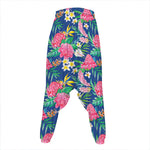 Watercolor Chrysanthemum Pattern Print Hammer Pants
