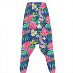 Watercolor Chrysanthemum Pattern Print Hammer Pants