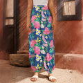 Watercolor Chrysanthemum Pattern Print Harem Pants