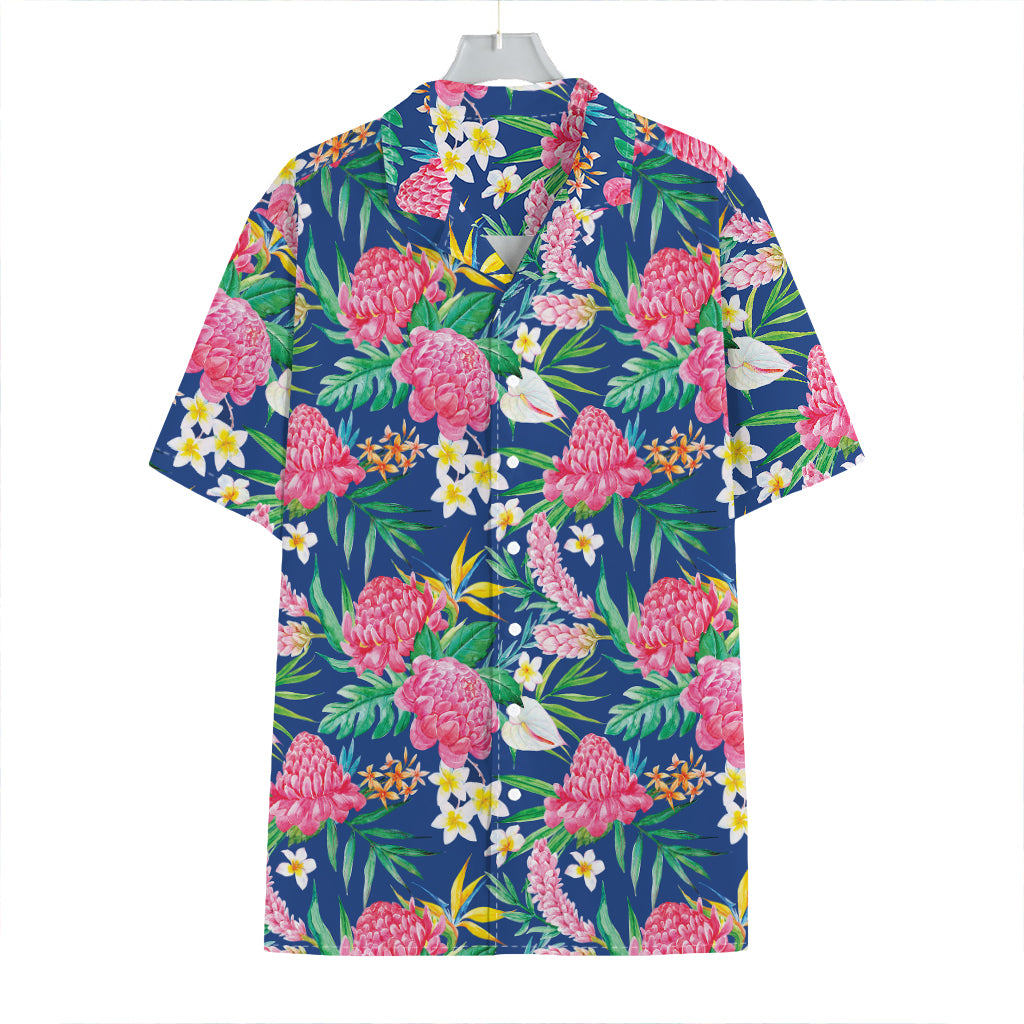 Watercolor Chrysanthemum Pattern Print Hawaiian Shirt