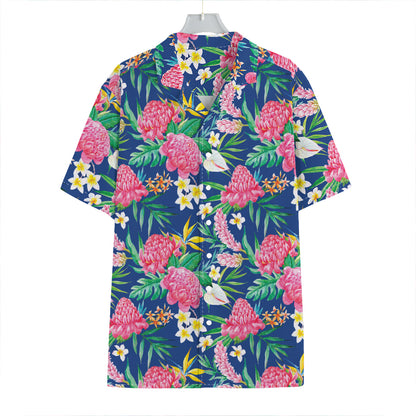 Watercolor Chrysanthemum Pattern Print Hawaiian Shirt