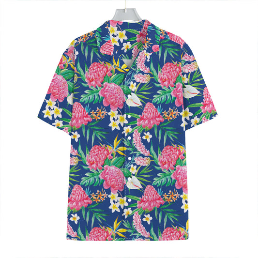 Watercolor Chrysanthemum Pattern Print Hawaiian Shirt