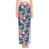 Watercolor Chrysanthemum Pattern Print High Slit Maxi Skirt