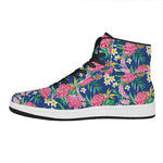 Watercolor Chrysanthemum Pattern Print High Top Leather Sneakers