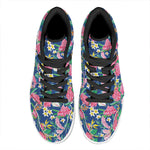 Watercolor Chrysanthemum Pattern Print High Top Leather Sneakers