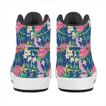 Watercolor Chrysanthemum Pattern Print High Top Leather Sneakers