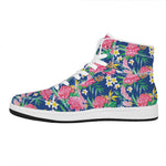 Watercolor Chrysanthemum Pattern Print High Top Leather Sneakers