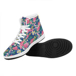 Watercolor Chrysanthemum Pattern Print High Top Leather Sneakers