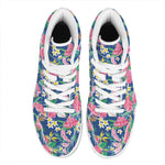 Watercolor Chrysanthemum Pattern Print High Top Leather Sneakers