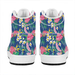 Watercolor Chrysanthemum Pattern Print High Top Leather Sneakers