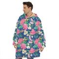 Watercolor Chrysanthemum Pattern Print Hoodie Blanket