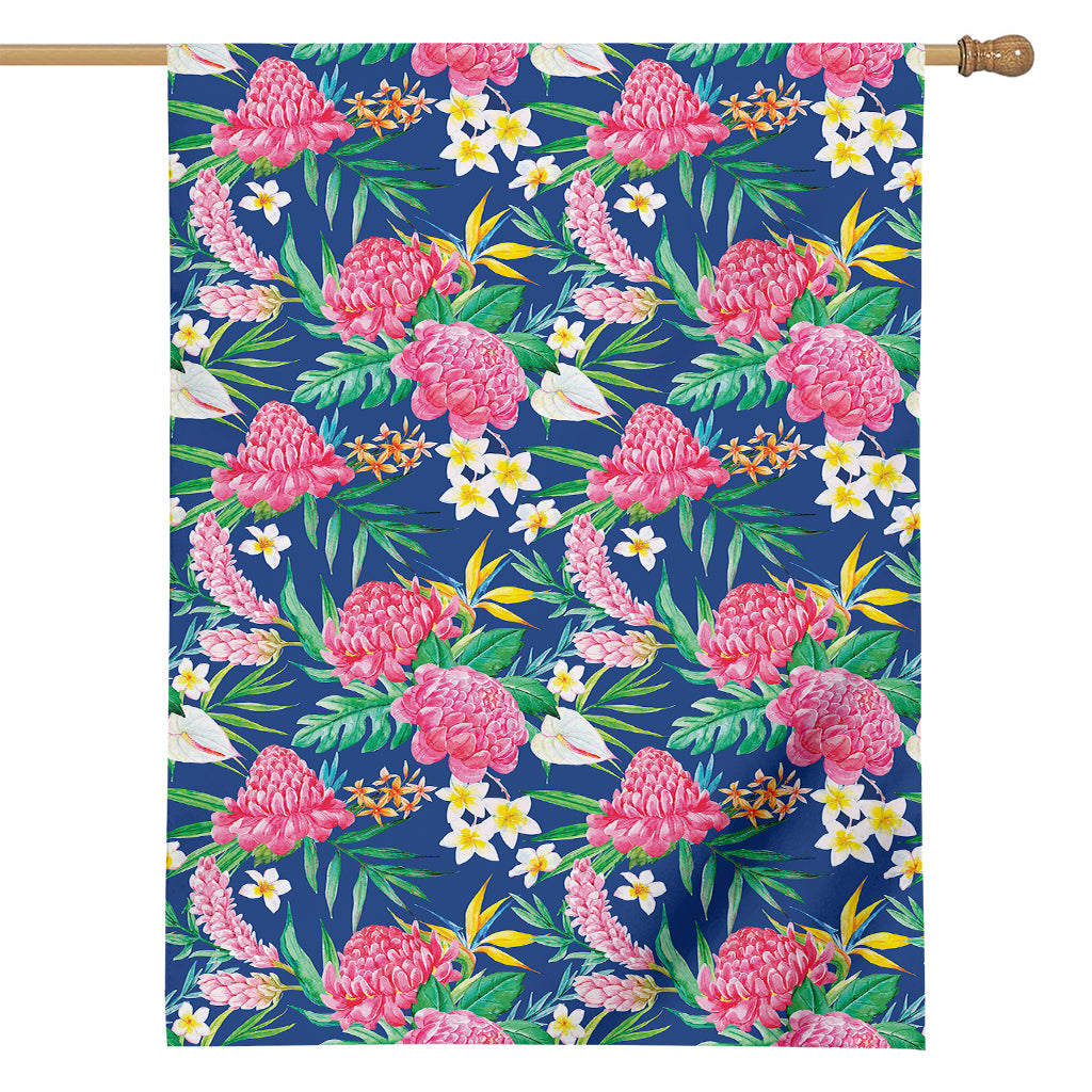 Watercolor Chrysanthemum Pattern Print House Flag